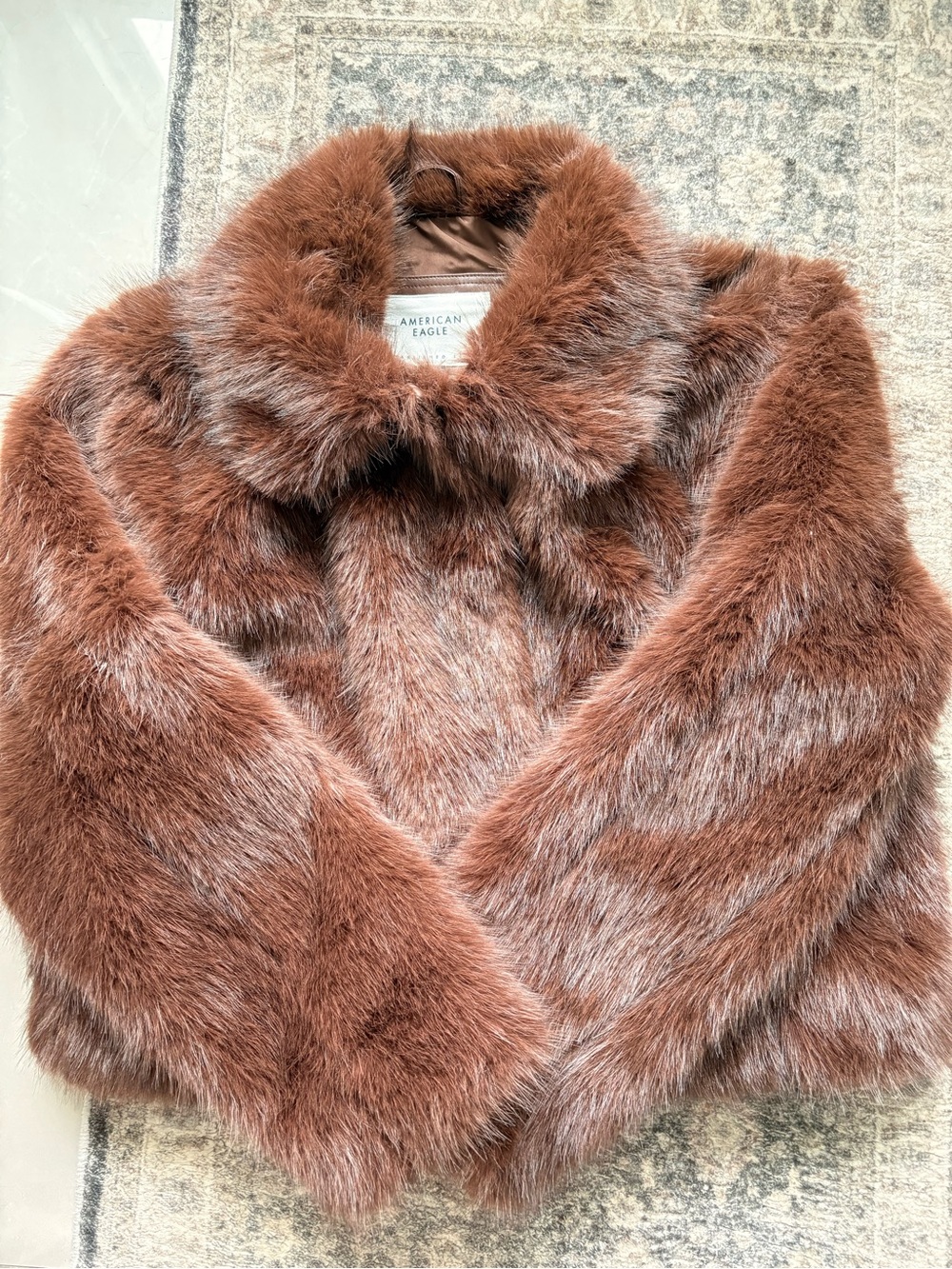 American Eagle Outfitters Brown Faux Fur Jacket